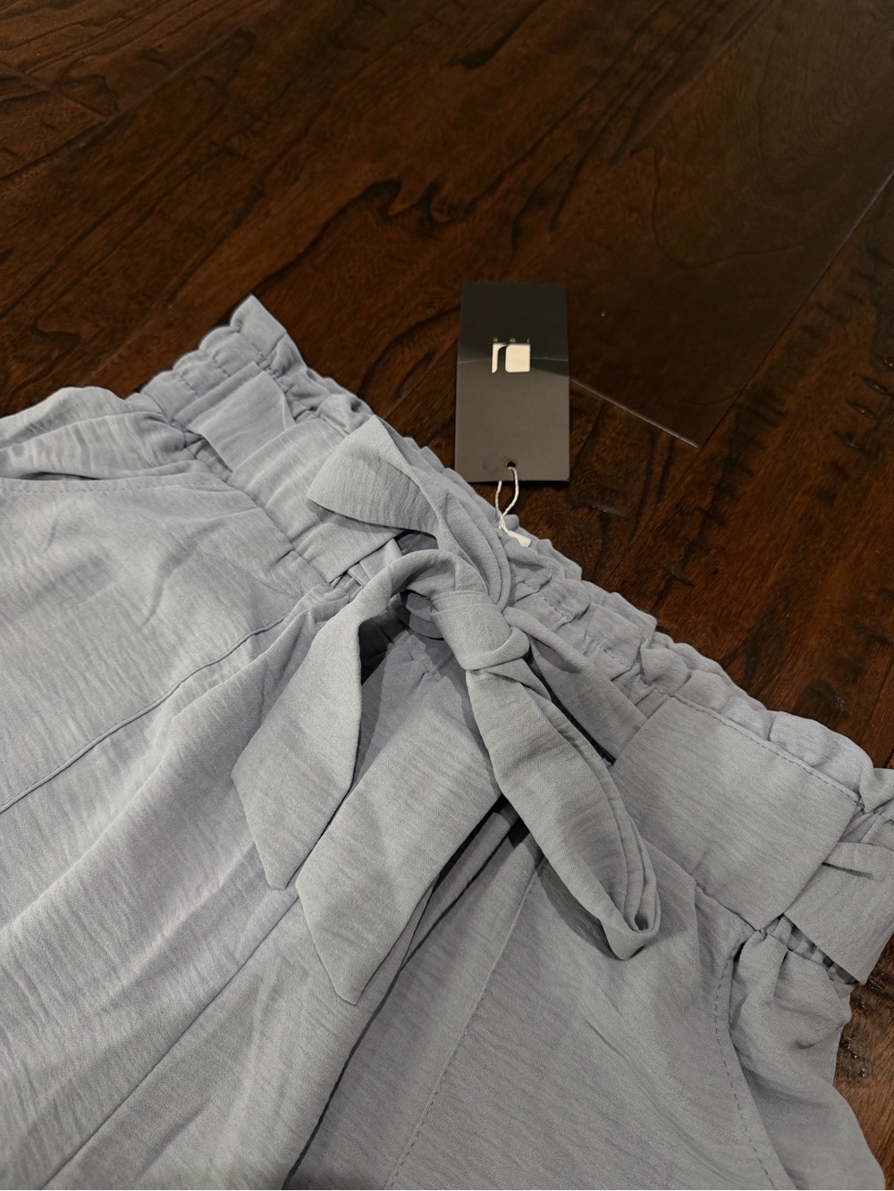 NWT Paperbag-Waist Wide Leg Pants with Tie Belt - Light Blue - Picture 2 of 5
